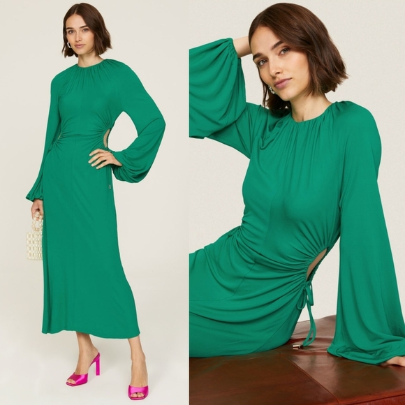 Rebecca Vallance Edie Cutout Midi Dress Green - Picture 1 of 9